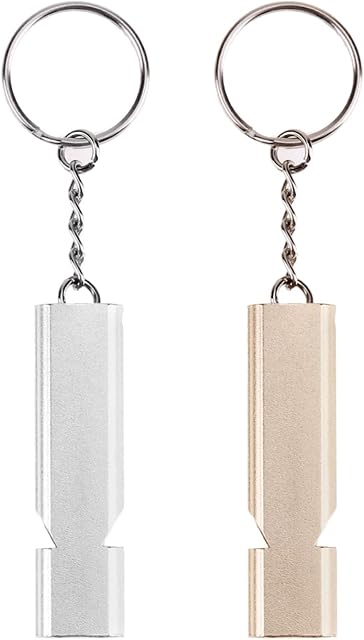 JANEMO Emergency Whistle,Survival Safety Whistle with Key Chain,Double-Tube High-Decibel Whistle,Outdoor Camping Hiking Hunting Dog Whistle