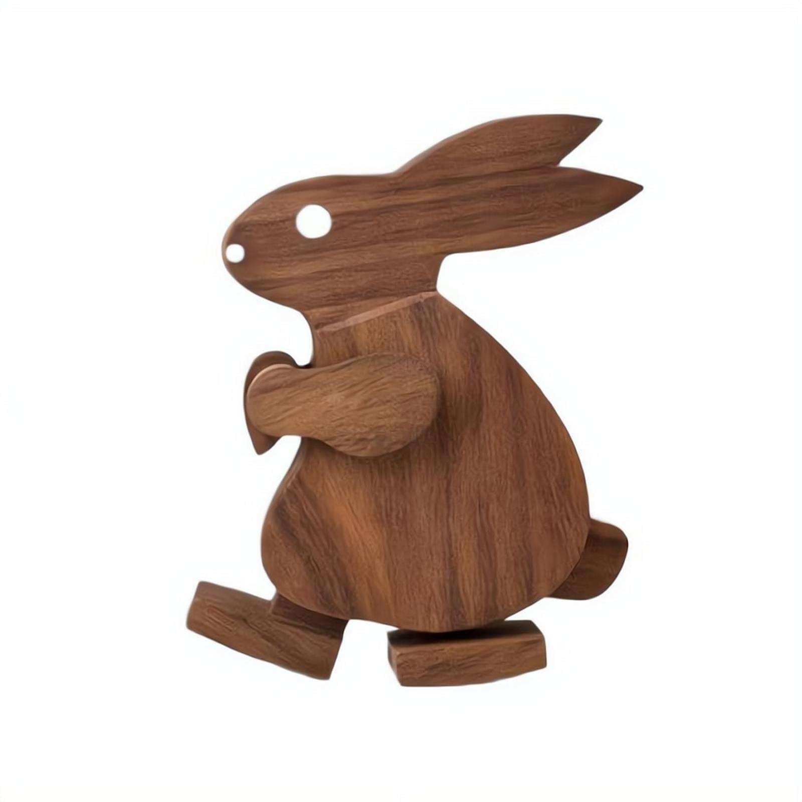  Handmade Walking Wooden Animals, Mechanical Ramp Walker Toys, Rabbit Elephant Turtle Balance Sculpture Ornaments, Educational Fun Science Gift for Kids (Rabbit)