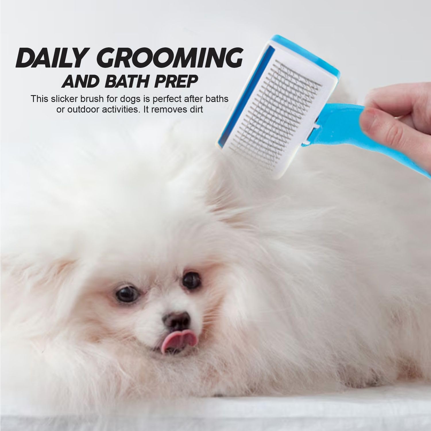 Dog & Cat Self-Cleaning Grooming Brush Deshedding Slicker Brush Removes Loose Fur, Mats & Tangles, Gentle Massaging Tips - Image 3