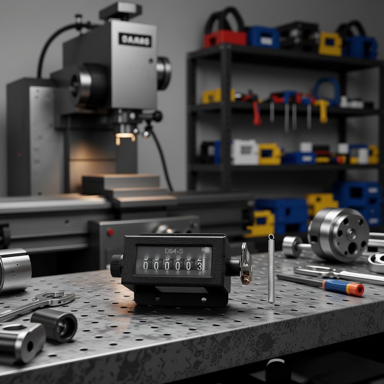 Respicefinem D94-S Contatore Manuale Meccanico a 6 cifre con Conto alla rovescia e azzeramento Manuale contatore di Giri con clicker a trazione Manuale da 0 a 999999 per stampanti perforatrici.