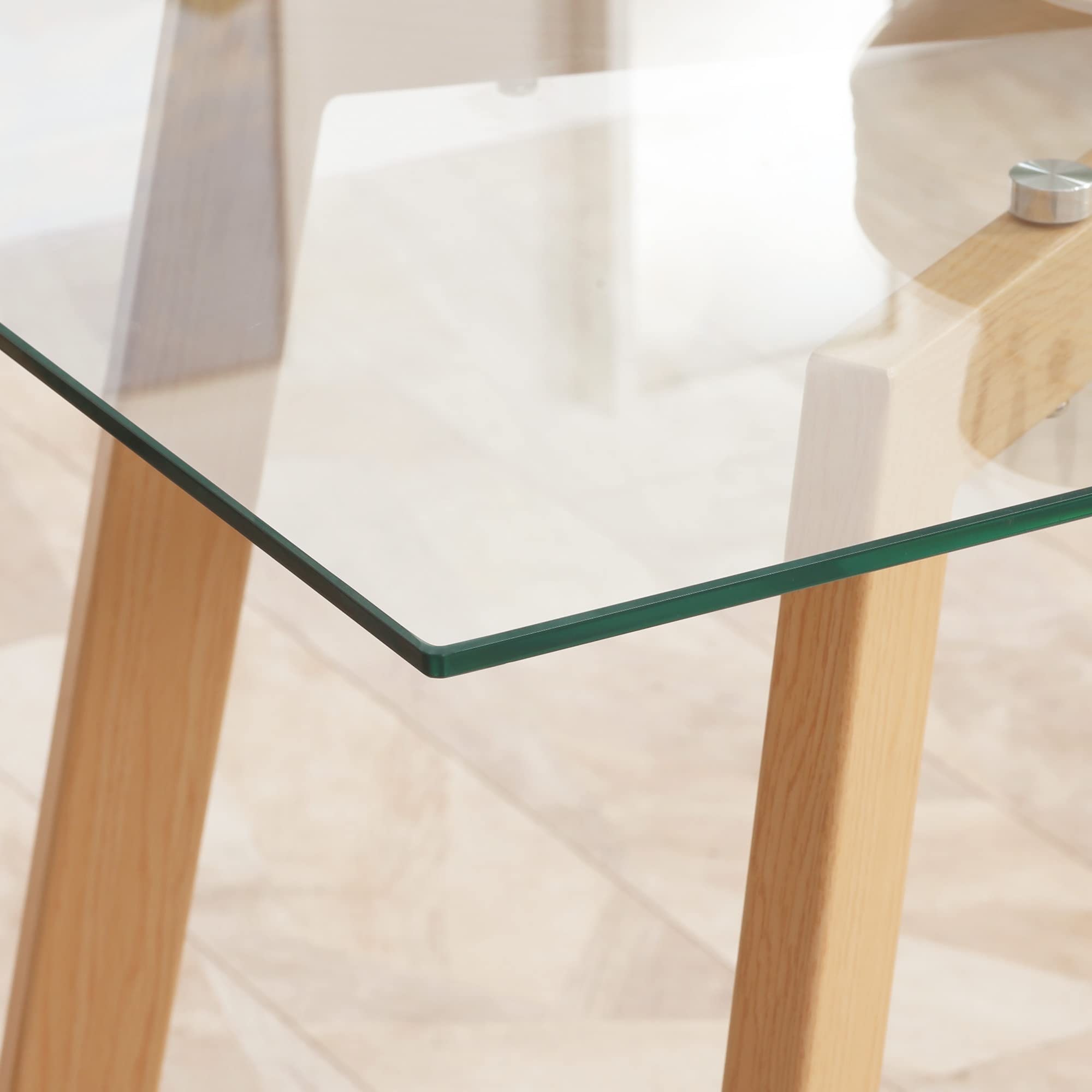 HOMCOM Mesa de Comedor Rectangular Moderna para 6 150x75x76 cm Transparente | Rectangular, Mesa de Cocina Moderna, Patas de Acero, Superficie de Vidrio Templado