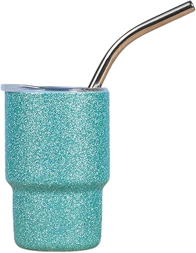 Lindos vasos de chupito con tapa, grado alimenticio, a prueba de fugas, resistente al calor, de acero inoxidable, con aislamiento, pajita, taza de