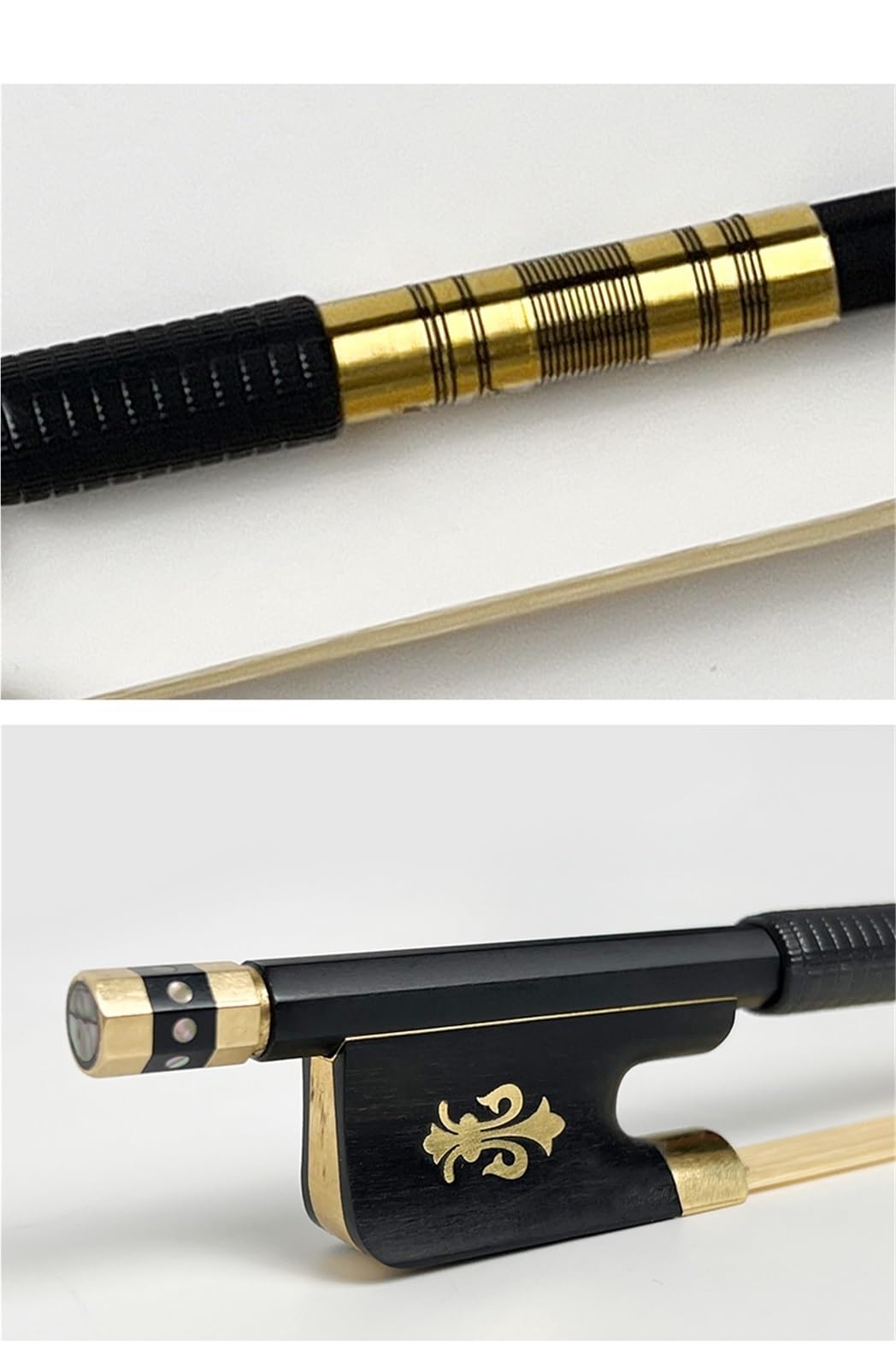 Geigenbogen zum Spielen Schwarzer Carbonfaser-Geigenbogen runder Bogen natürlicher Rosshaar-Grad Prüfungsleistung Bratschenbogen(Viola bow)