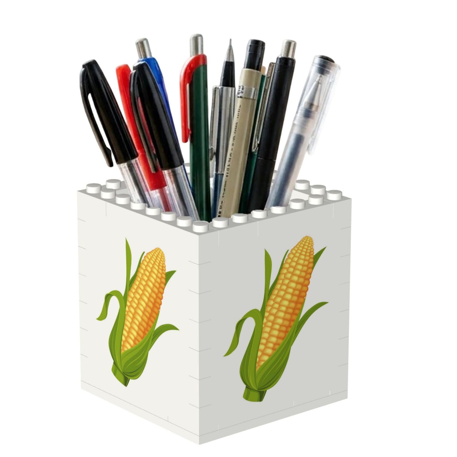 Poadnly Fresh Ripe Corn Cobs Pattern, Pen Pot Pencil Holder for Office Home School, Compact Desk Organiser for Office Stationery