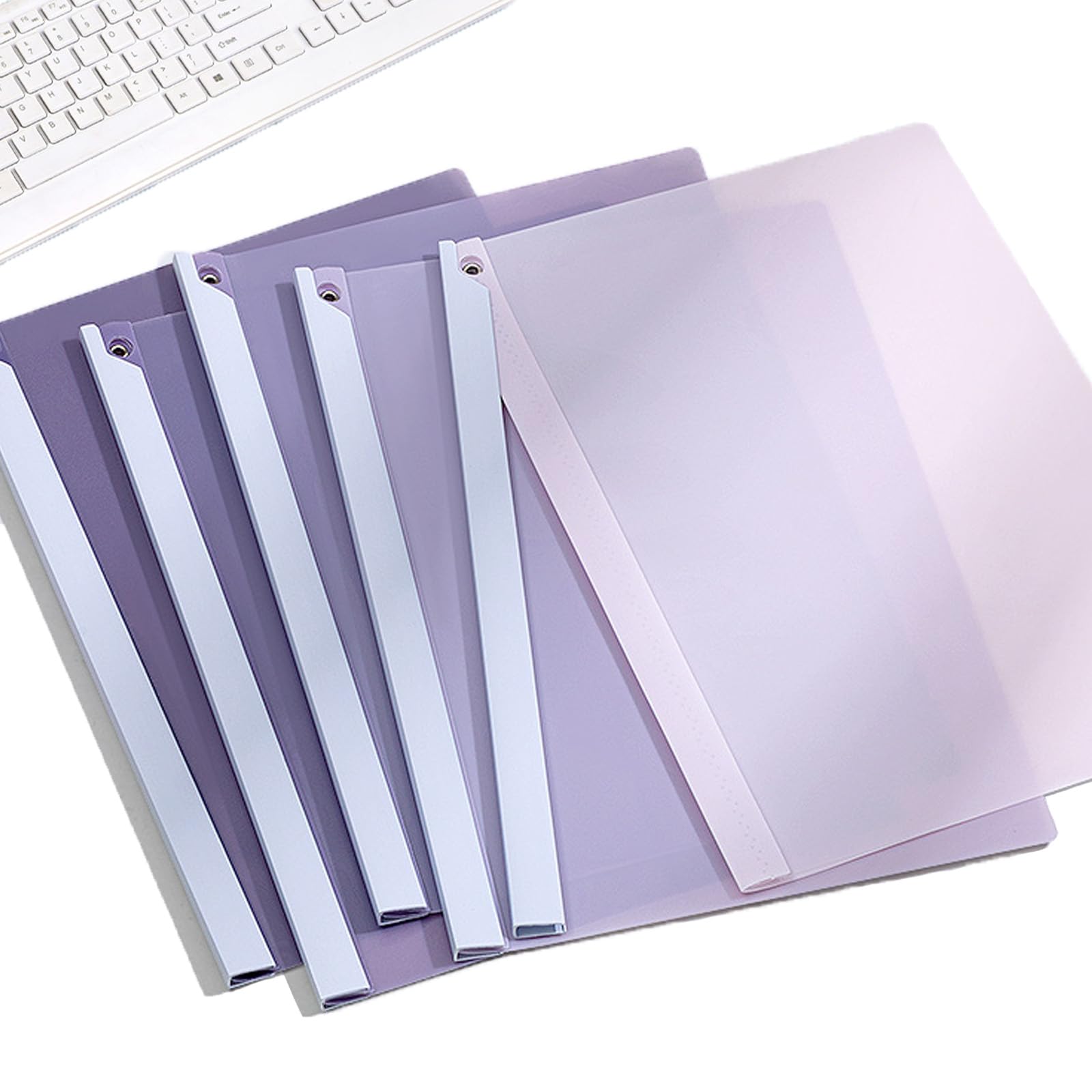 LIMEQKI File Folder Paper Folders for Documents A4, Transparent PVC Cover and Pp Back, 5 Packs/Kit (Color Gradient Purple)