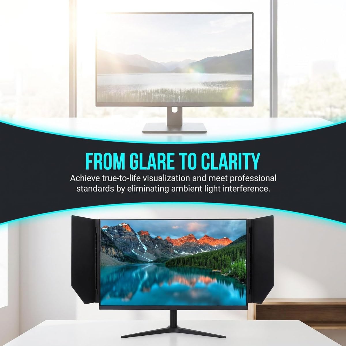 Blendfreier Computer-Monitor-Sonnenschutz for 24-49-Zoll-Bildschirme | 180°-Einstellwinkel,schützt die Privatsphäre,verbessert Fokus und Komfort,for Büro,beim Spielen(49in Ultrawide screen)