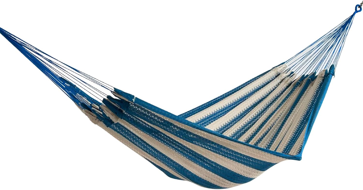 Handwoven Mayan Hammock La Casa de la Hamaca - 100% Cotton Indoor & Outdoor Use Premium Artisan Craft from Mexico (Light Green, Large)