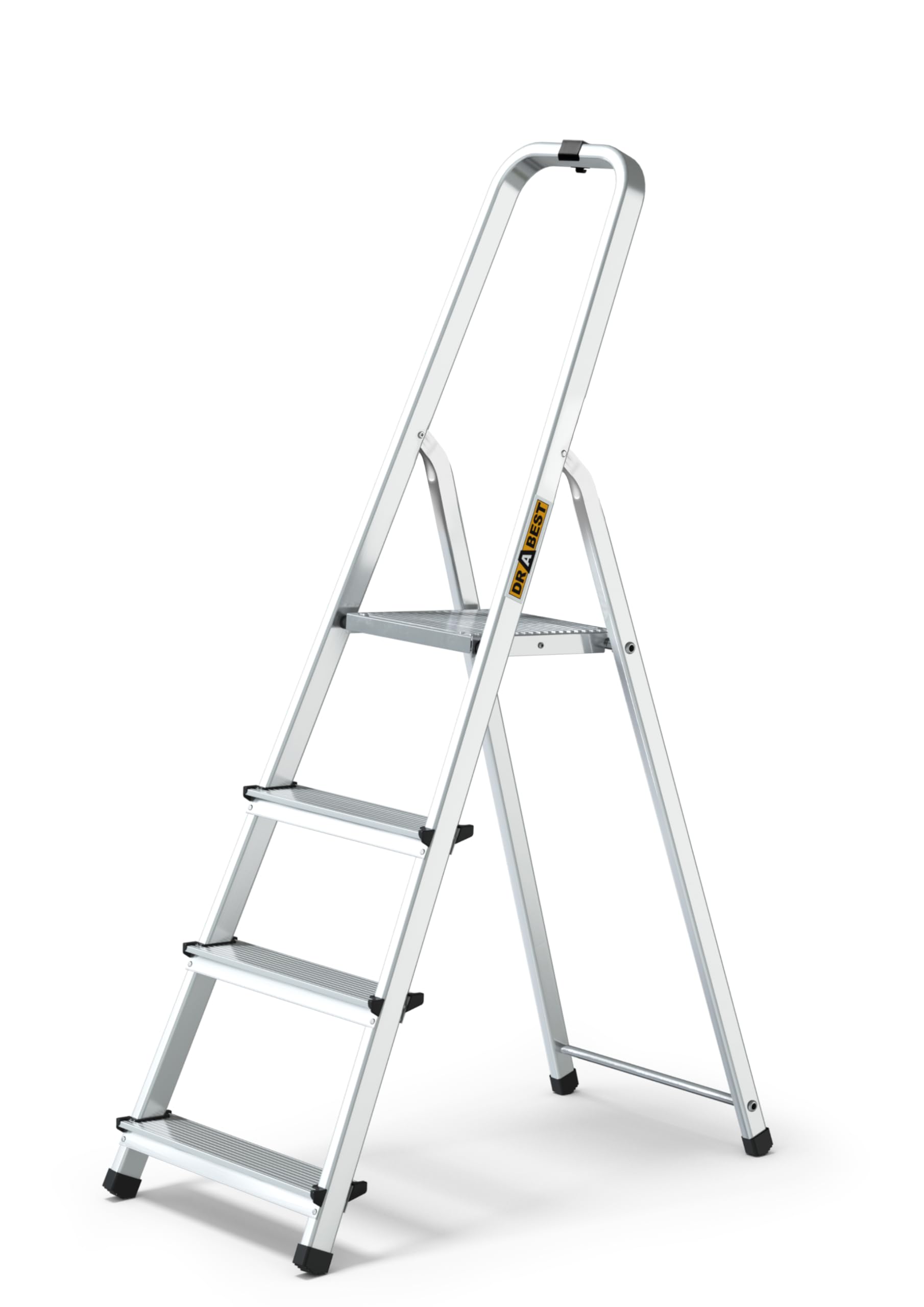 DRABEST 4 Step Ladder Folding - Aluminum Folding Ladder - Ladder with Work Platform - Stepladders 4 Tread - Capacity 125 KG - Multi-Purpose Ladders - 43 x 145 x 12 cm โ image 1