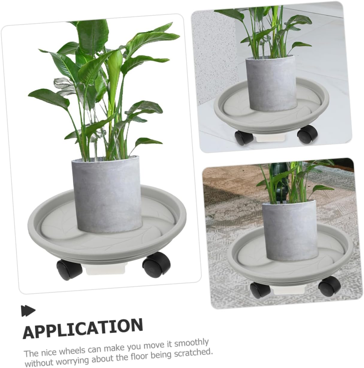 Large Plant Pot Stand Rolling Wheels Movable Flowerpot Tray for Garden Planter Water Saucer