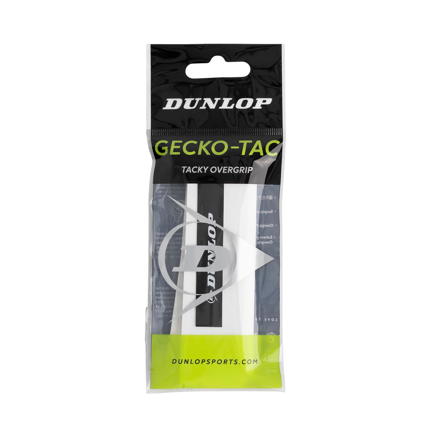Dunlop Gecko-​TAC Tenis Overgrip, 50 Piezas empaquetadas Individualmente, Blanco