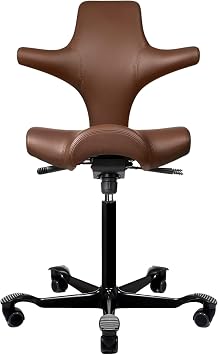 HAG Capisco Sit to Stand Chair-Black Frame-Upholstered Brown Chestnut Vinyl