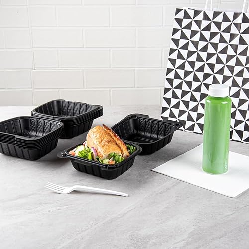 Miniatura 7 de Restaurantware Thermo Tek - Recipientes para llevar rellenos de minerales de 6 x 6 x 3 pulgadas, 100 recipientes duraderos para llevar, contenedores