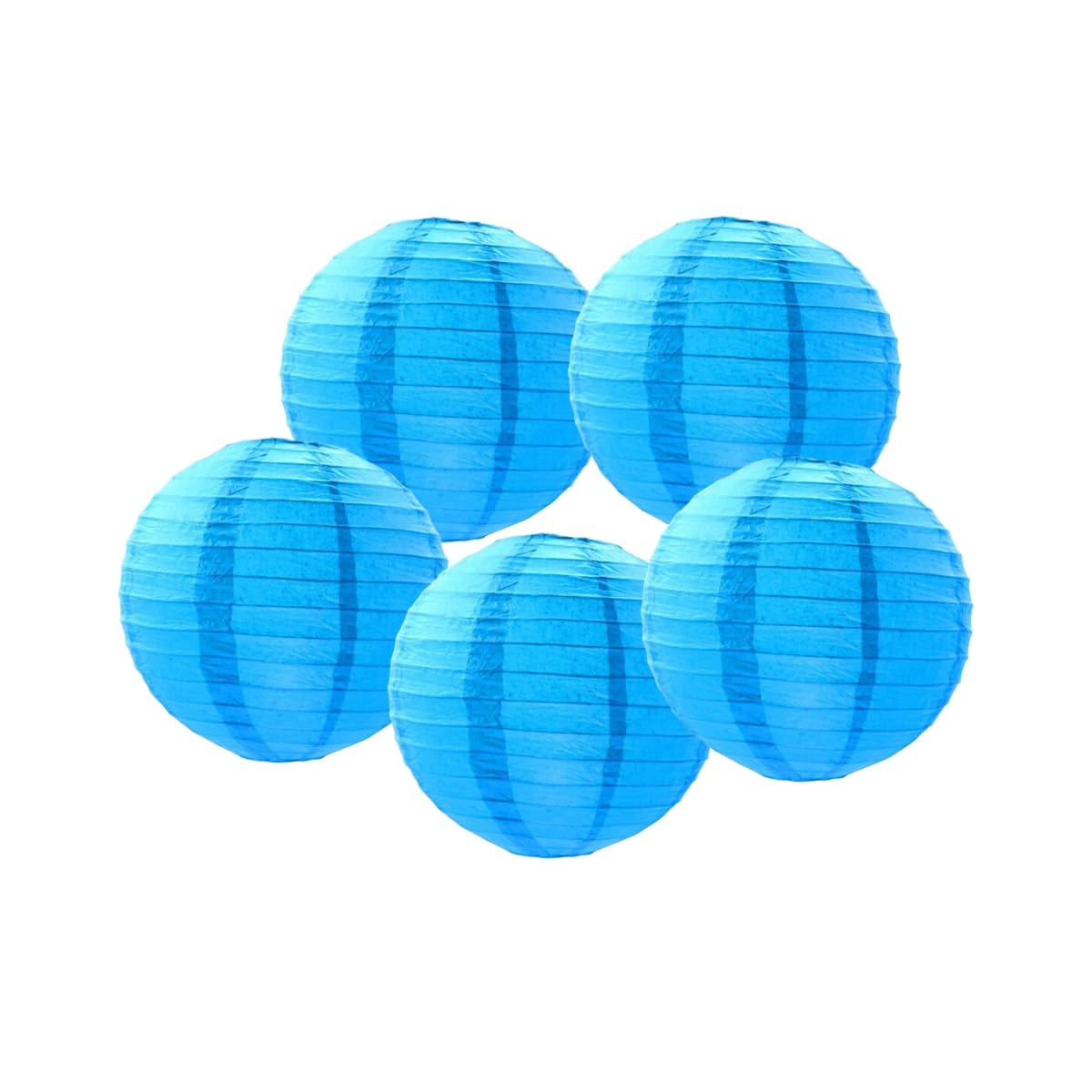 SrchJoy Paper Lanterns Pack of 5 Chinese Wedding Paper Lantern lampshade Lights Round Hanging Lantern for Birthday Party Decorations (Blue, 5 Pcs - 6" (15cm))