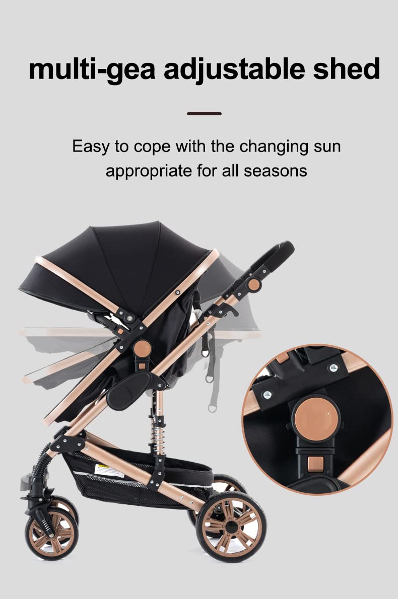 Passeggino Trio 3 In 1 YAZOCO | Carrozzina Pieghevole Con Zanzariera E Copertura Pioggia | Rosa - Foto 9