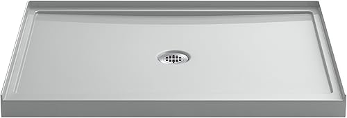 KOHLER 8659-95 Rely - Base de ducha de un solo umbral con drenaje central, 60 x 42 pulgadas, color gris hielo