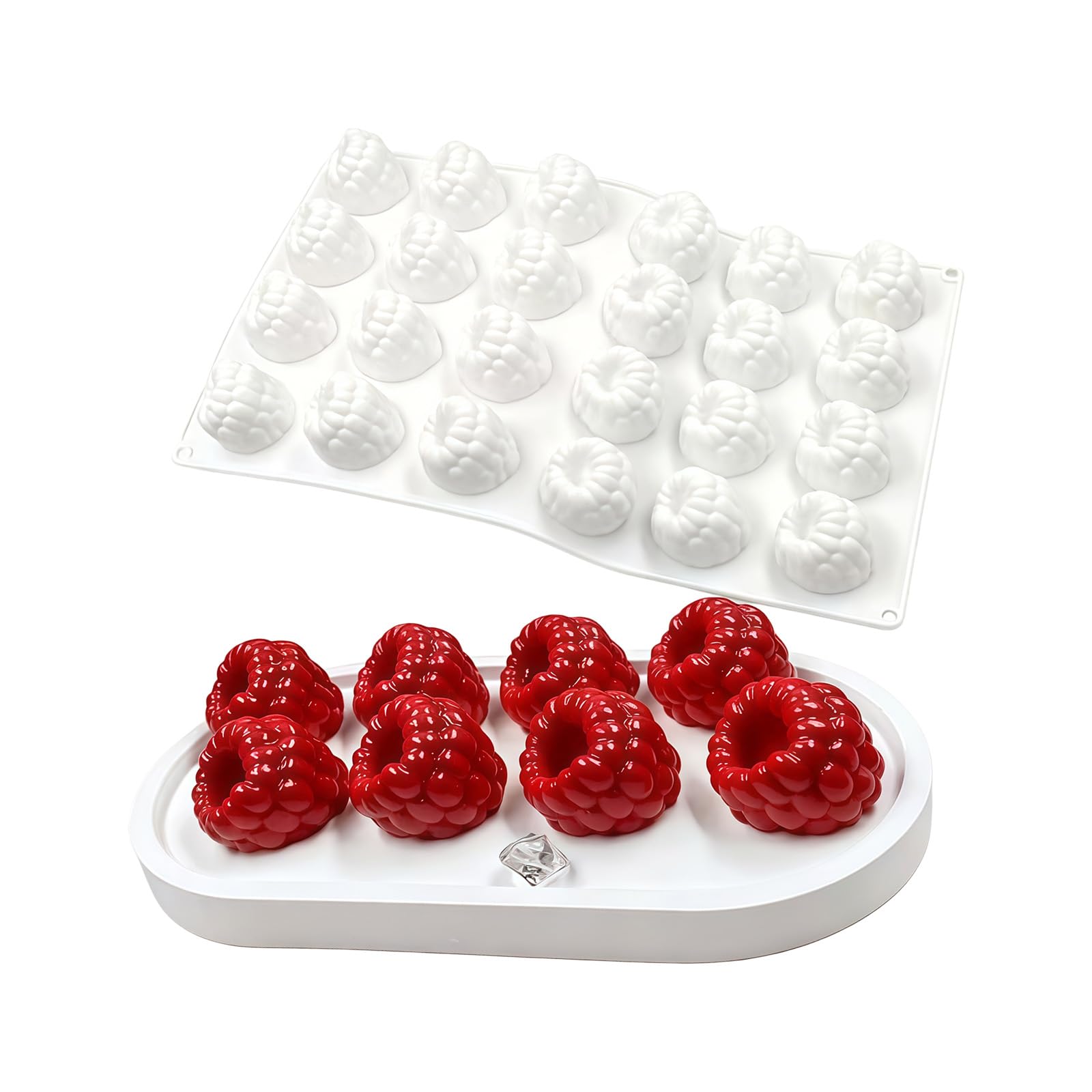 Oxxggkao Large Raspberry Designs Baking Pan Perfect for Making Miniature Mousses Cakes Silicone Celebratory Dessert Bakewares