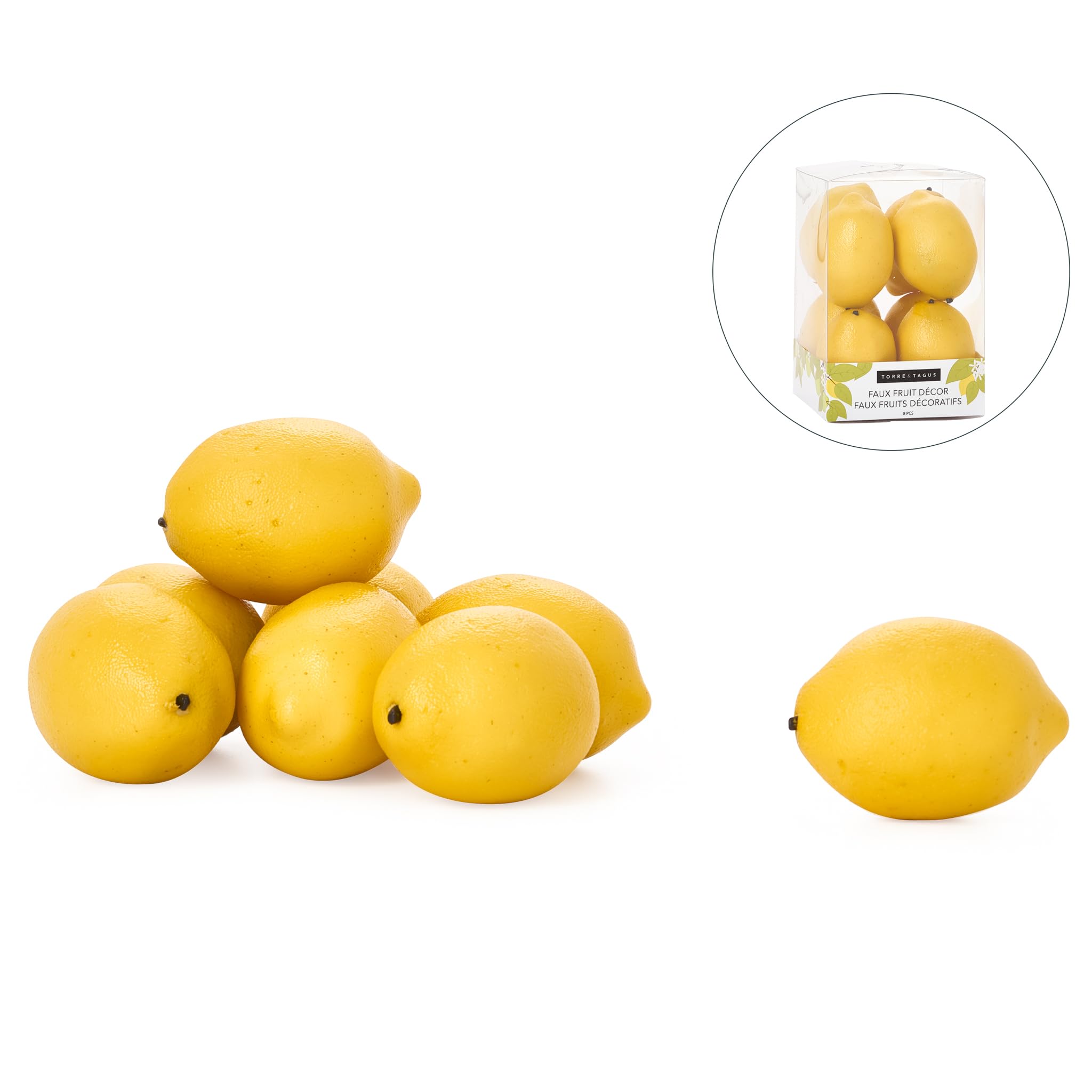 Torre & Tagus Orchard Faux Fruit Decor Set of 8 - Lemons