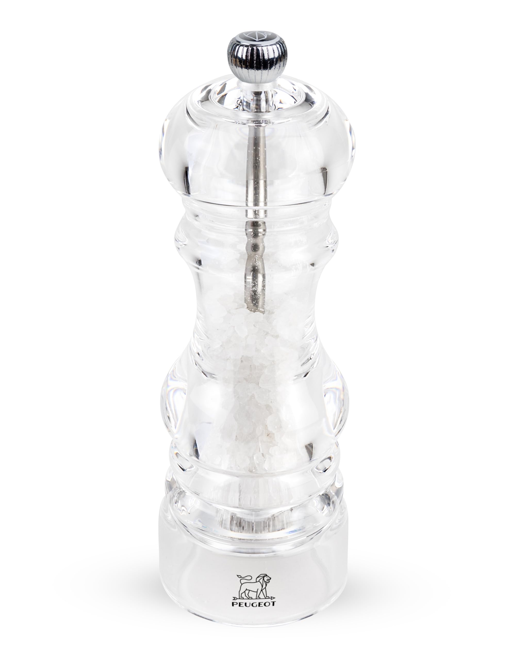 Peugeot Acrylic, Clear - Nancy Manual Salt Mill - Adjustable Grinder - 18 Cm