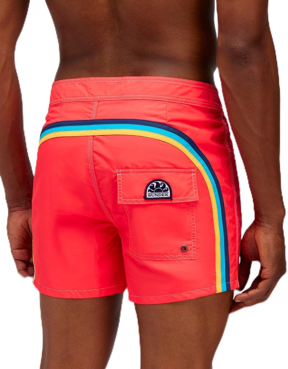 SUNDEK Mens Fixed Waist Boardshort, Swim Trunks 14" Length 3" Inseam