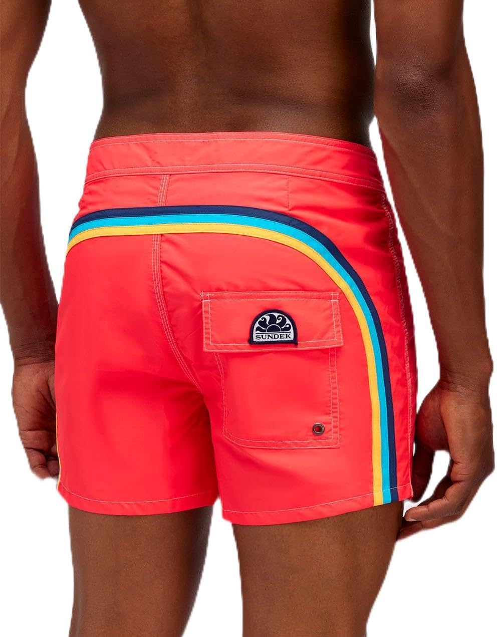 SUNDEK Mens Fixed Waist Boardshort, Swim Trunks 14" Length 3" Inseam, 07902 - Turbo 02, 34