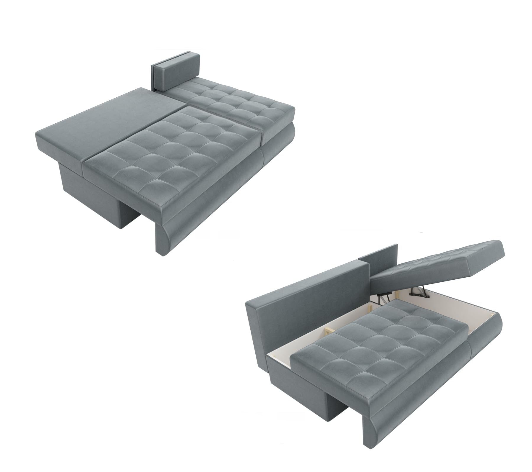 BROMARKT Ecksofa mit Schlaffunktion Sofa mit Bettkasten Hellgrau Rechts