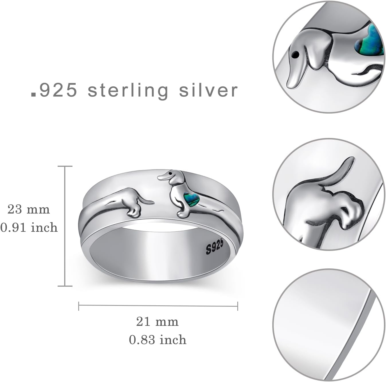 Dachshund Gifts Dachshund Ring 925 Sterling Silver Cute Dachshund Ring for Women Weenie Dog Ring Puppy Dog Jewelry Gifts for Women and Dog Lovers