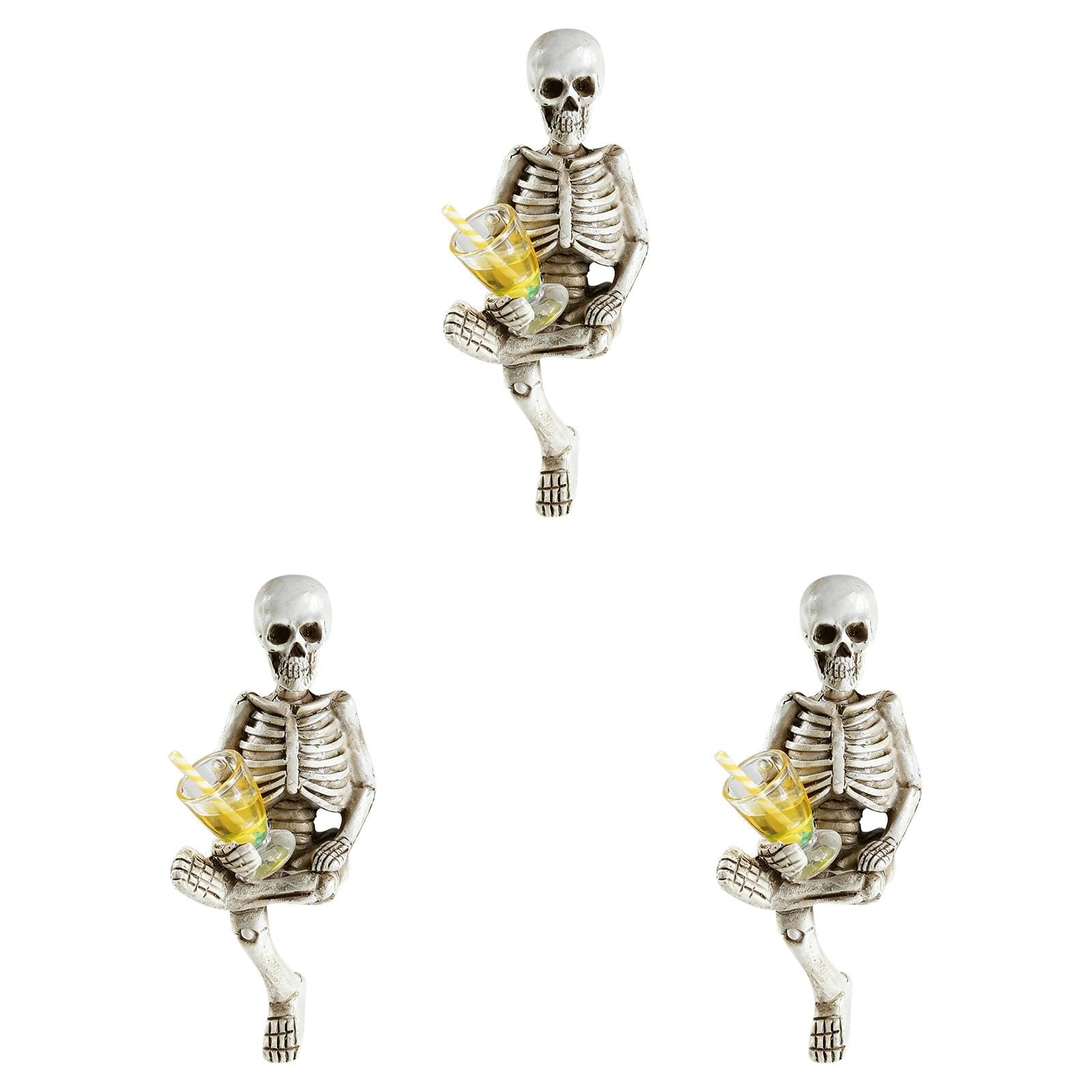 Halloween Skeleton Decor, Resin Skeleton Figurine With Wine Glass