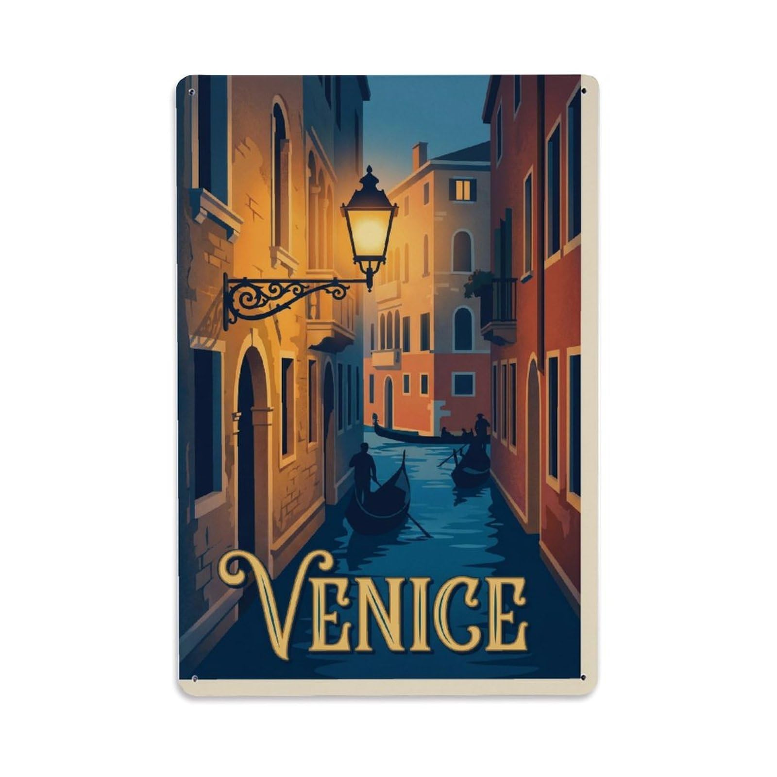 Vintage Travel Lantern Italy Evening Metal Tin Sign Plaque Wall Decor for Cafe, Club Bar, Office, Home Garden Metal Poster 8x12Inch