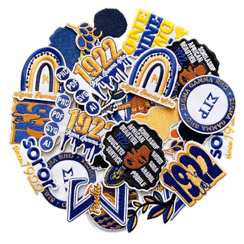 Xandova 15 Pcs Sigma Gamma Rho Iron on Patches  Embroidered Applique Sew on Patches for Clothes Hats Backpacks Jackets T-Shirt