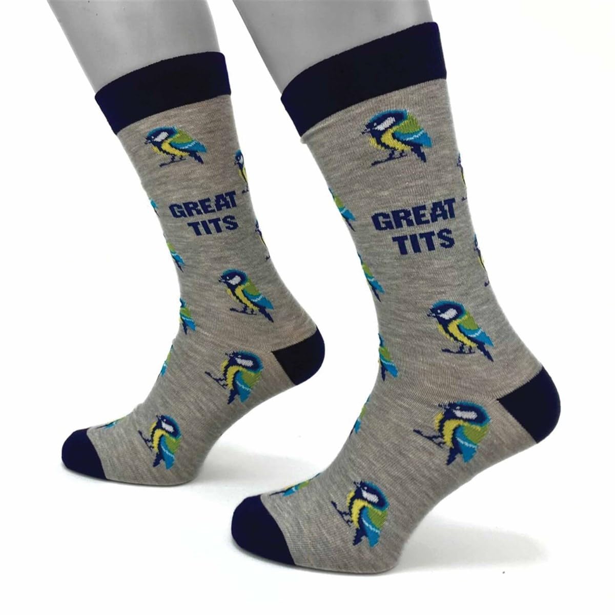 Birds Multicolor Great Tits Socks - Size 7-11, Socks, Animals, Gift