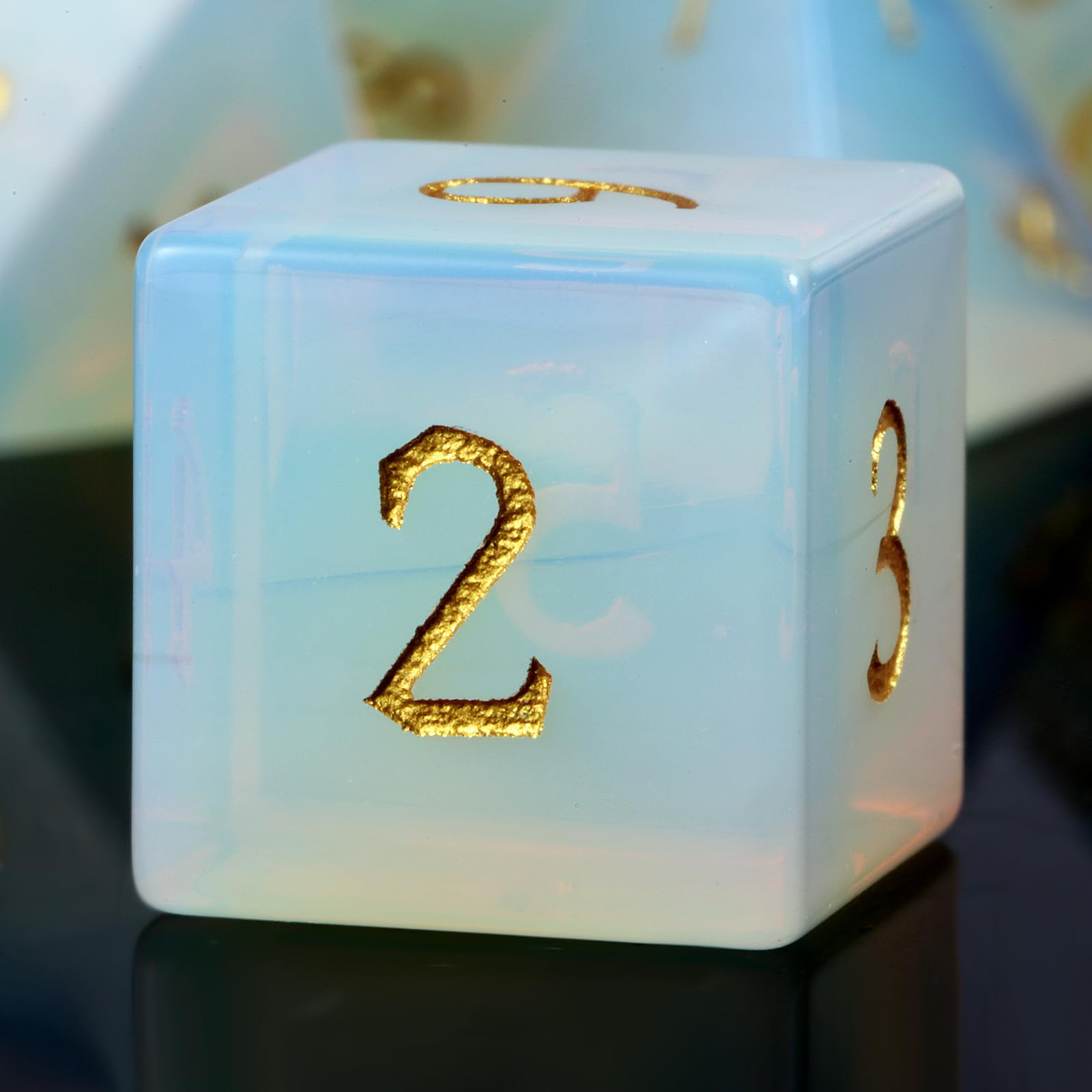 DNDND DND-Würfel-Set aus Opalstein, 7-teilig, D&D-Würfel mit wunderschöner Geschenkbox für D&D-Tischspiele (Opal)