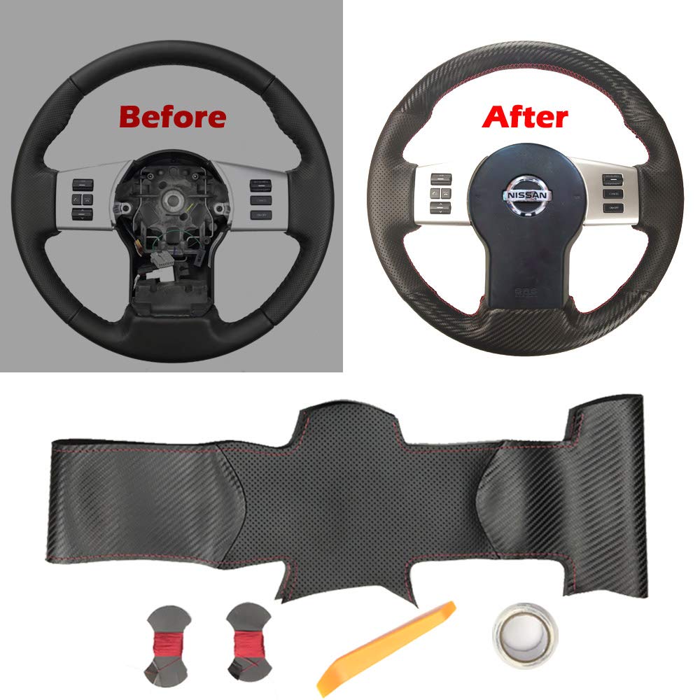 Leather Steering Wheel Cover For Nissan Frontier, Pathfinder III, Xterra, Navara (2005-2021)