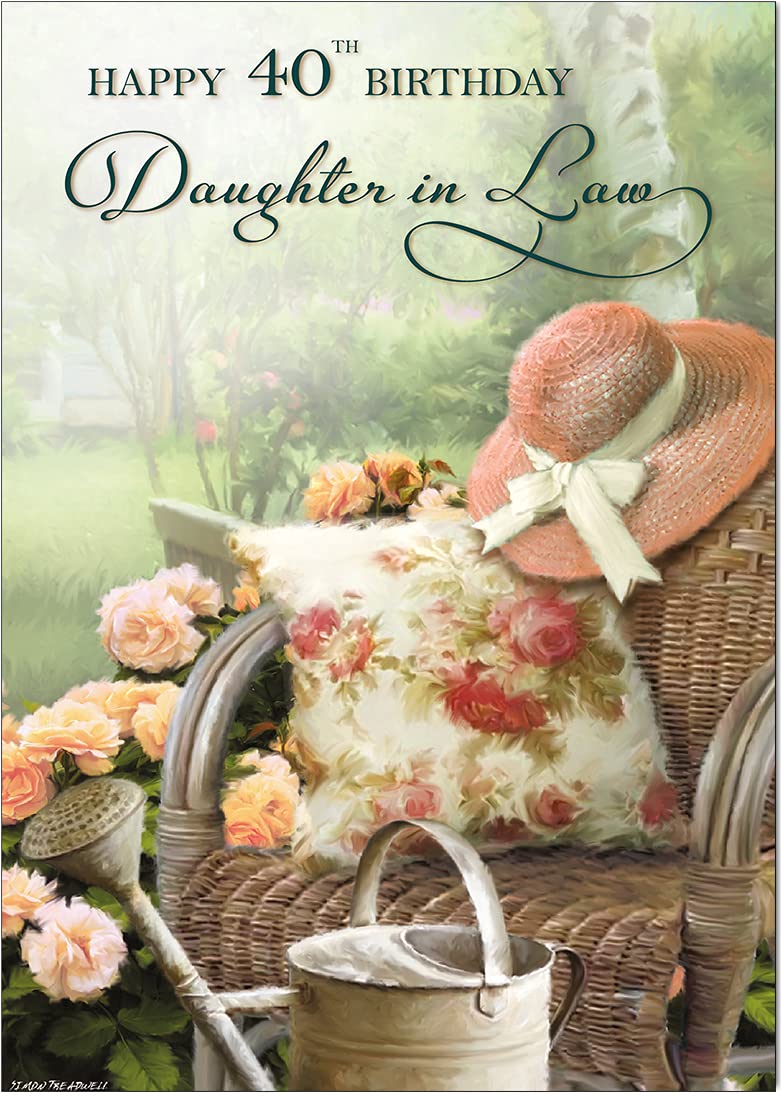 Daughter in Law 40th Lazy Day Birthday Card - Medium Sized Card (A5 Size -148mm x 210mm) with Pink Envelope