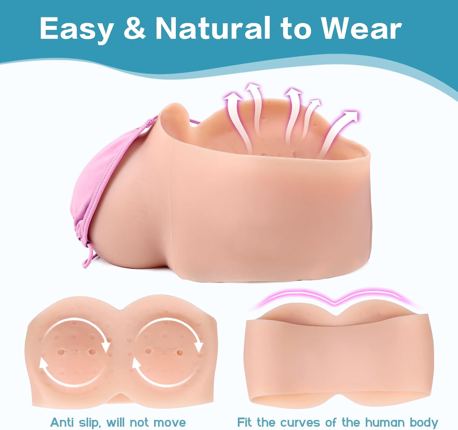 Strapless Silicone Breastplate Realistic Breast Plates Forms Crossdresser Gel Fake Breasts Trans Women Men Drag (Ivory White, XL Size H Cup)