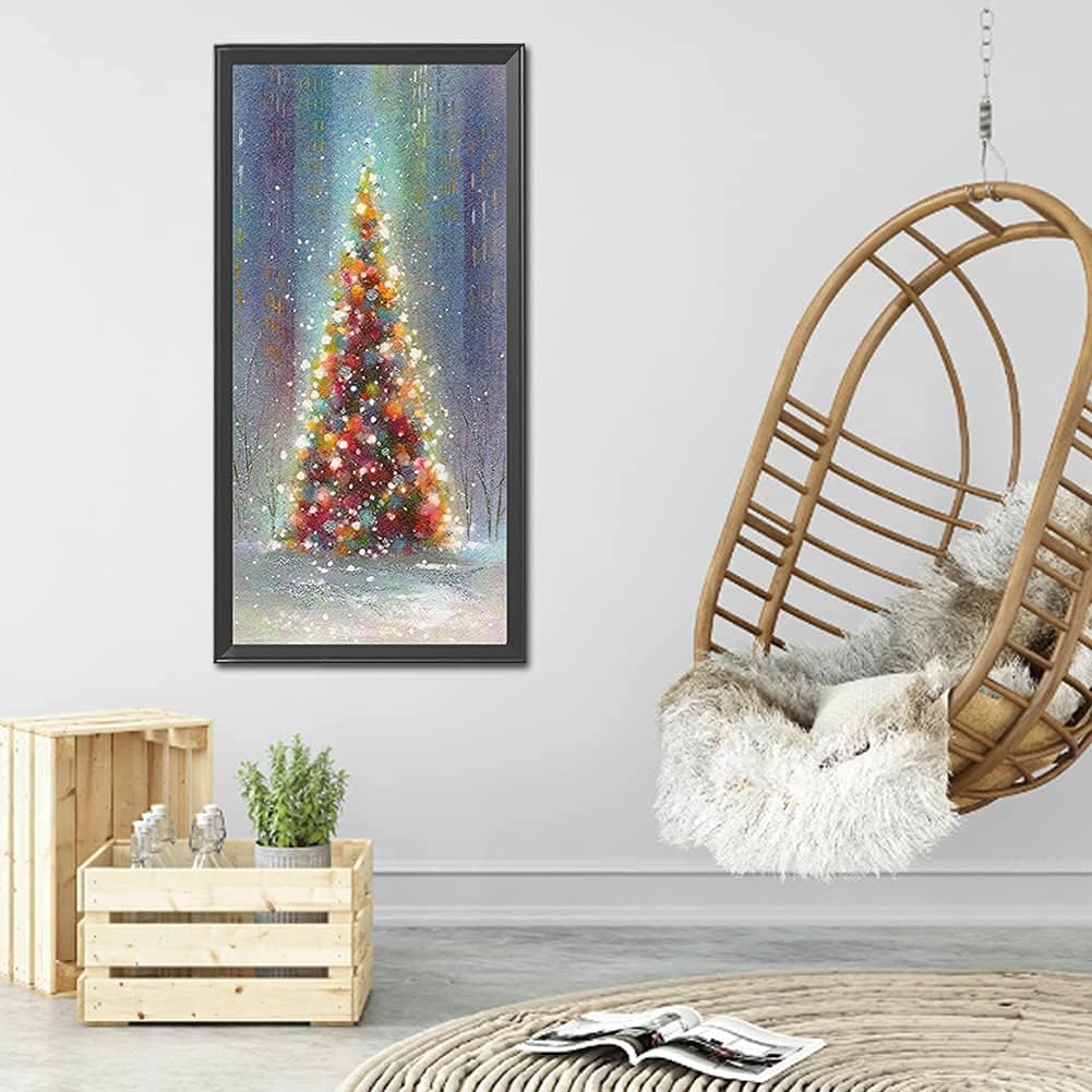 LUSandy DIY 5D Christmas Tree Diamond Painting Kits for Adults Full Round Drill Large Size Diamond Art Painting Gem Art Craft for Home Wall Christmas Decor Gift 16 x 31.5 inch