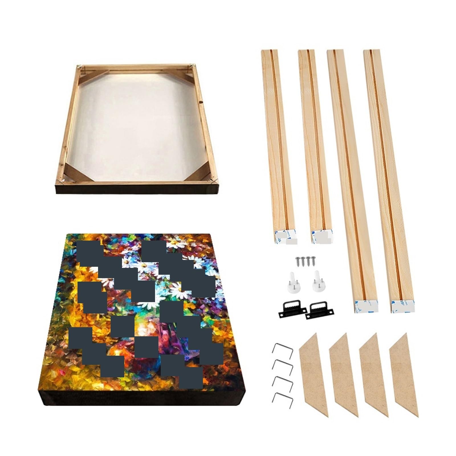 Barras tensoras para lienzos, Kit de Bricolaje con Barras de Camilla de Lona de Madera, Varios tamaños(50.8x81.2cm)