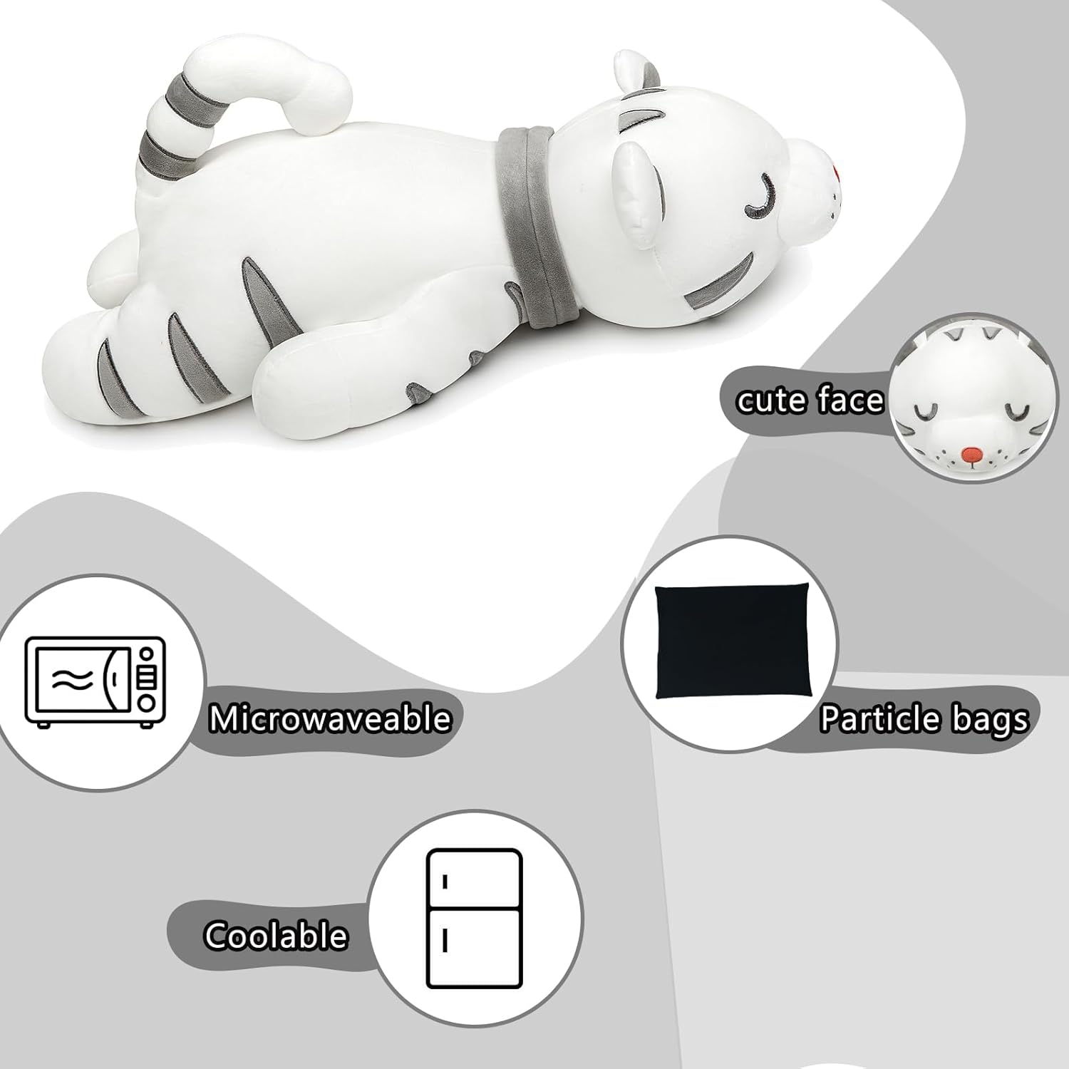 Weighted Tiger Plush Toy 55cm/4.4lb, Simulation White Tiger Weighted Plush Toy Pillow,Microwavable Soft Stuffed Animal Cuddle Toy,Suitable for Bedroom, Living Room, Party Decoration.