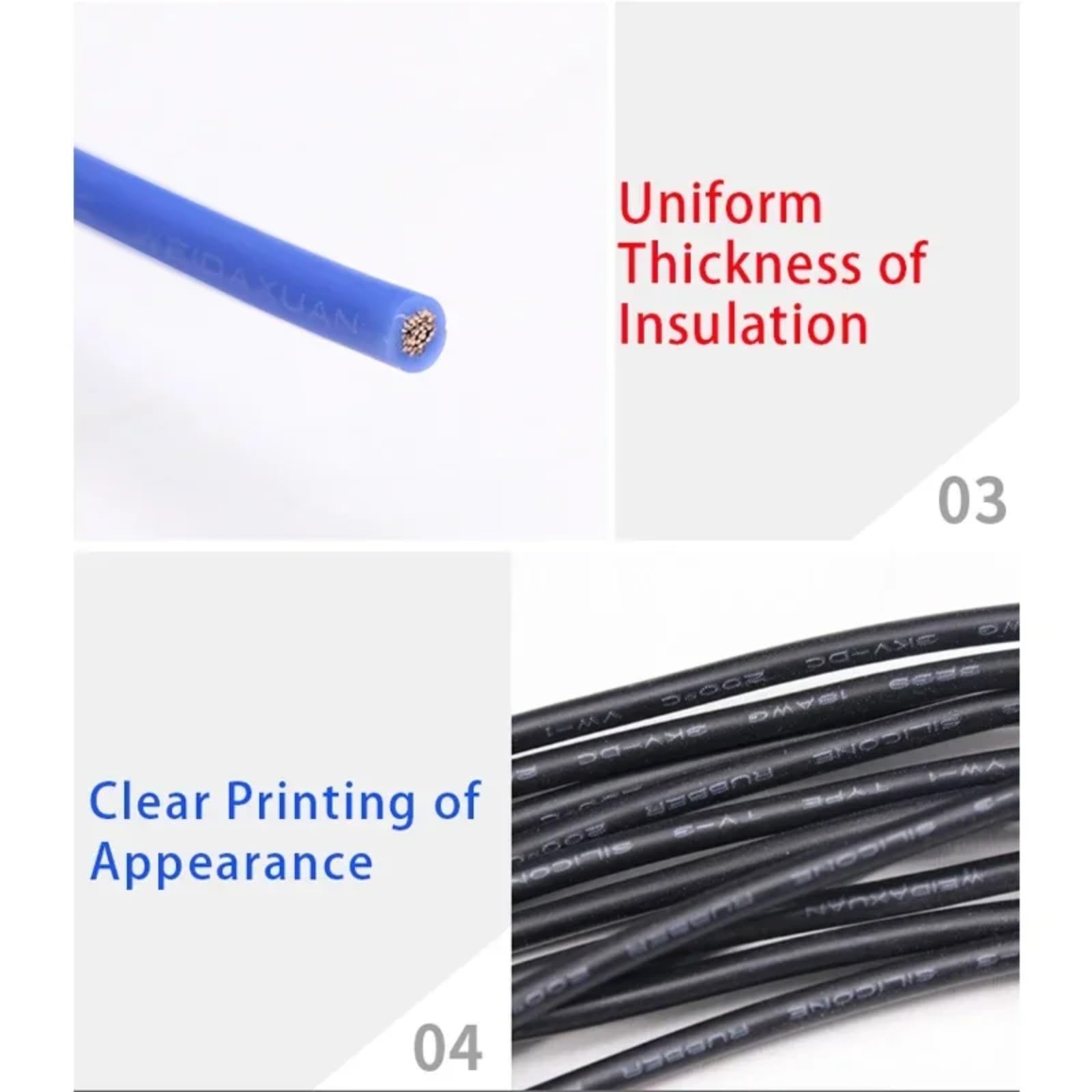 Cables eléctricos 1/10M 14/16/18/20/22/24/26/28/30AWG UL3239 3KV 3000 V (gris; 10 metros; 14 AWG)