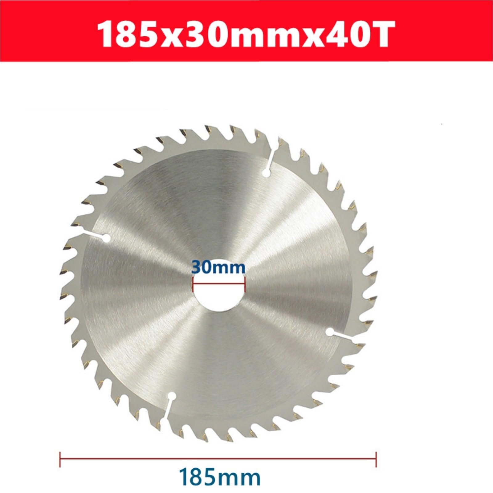 Brzeszczot do cięcia metalu 1 szt. Brzeszczot tarczowy do obróbki drewna TCT 185 mm z rozstawem zębów 20/24/40/80 i 30 Tarcza cięcia ze stopu twardego(185mmx30x40T)
