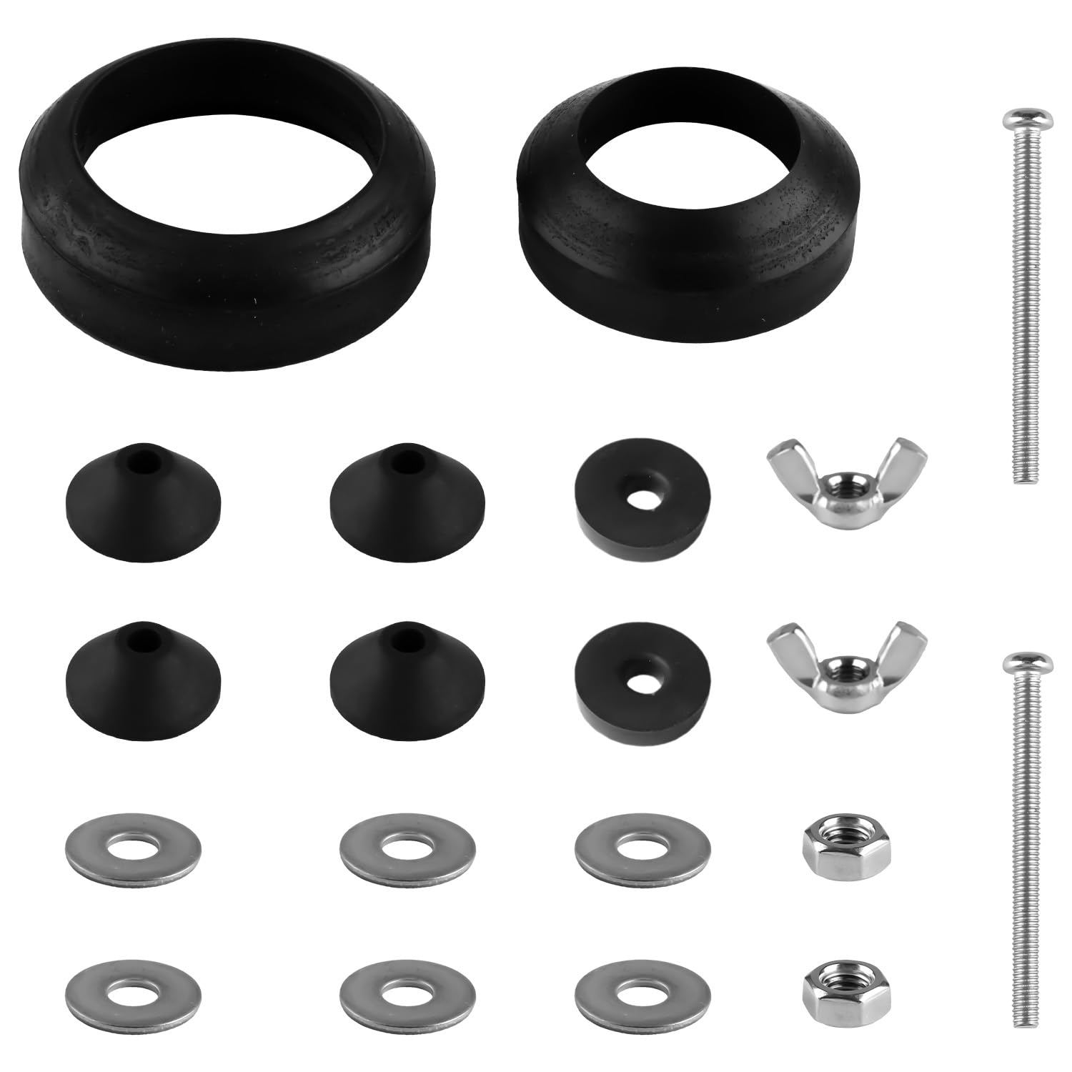 Wellrun Toilet Cistern Seal Kit,Leak-Proof Toilet Repair Replacement Parts,100mm M6 Bolts,1.5" Rubber Dome,2" Foam Washers,Universal Bathroom Toilets Tank Seal