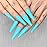 Artquee 24pcs Cyan Blue Pure Color Ballerina Long Coffin Glossy Fake Nails Press on Nail False Tips Manicure for Women