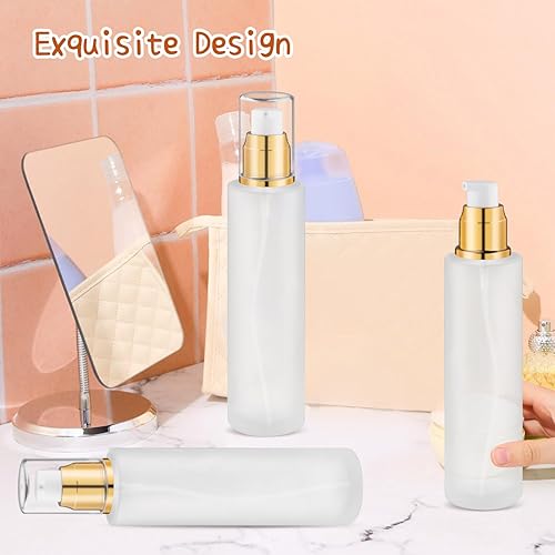 Miniatura 5 de 8 botellas de vidrio esmerilado de 1.0 fl oz1 oz (1.0 fl oz1 oz), dispensador de bomba recargable, frascos de loción de viaje con cabezal de bomba