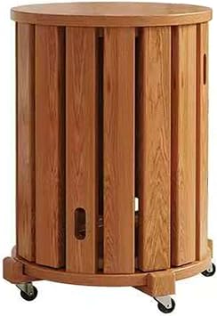Stackable stools Set of 4 - Round Wooden Stools - with Anti-Slip Foot Pads Coffee Table for Kitchen,Bedroom,Living Room,Bar No Assembly Required Space-Saving,Cherry Wood Color