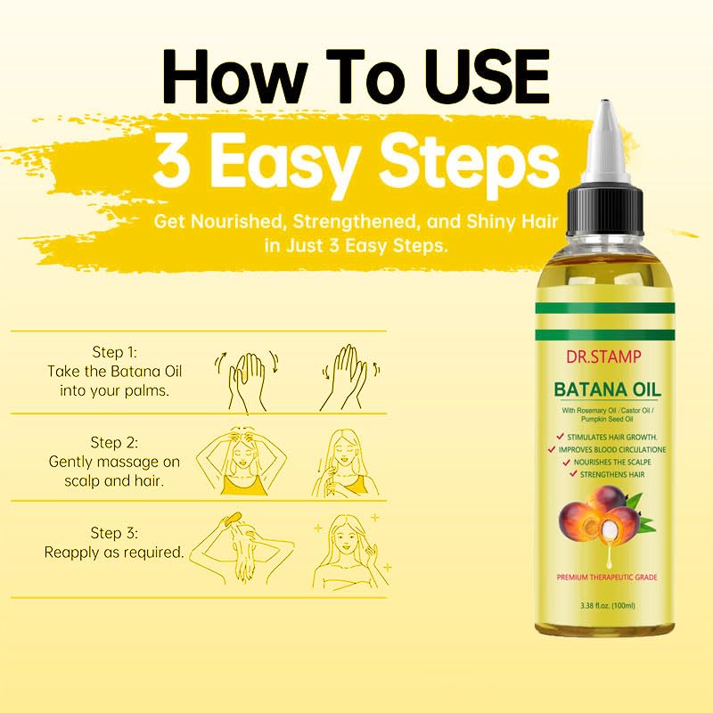 Miniatura 5 de Aceite de batana para el crecimiento del cabello y el cuidado del cuero cabelludo, aceite de batana líquido 4 en 1 con aceite de semilla de romero,