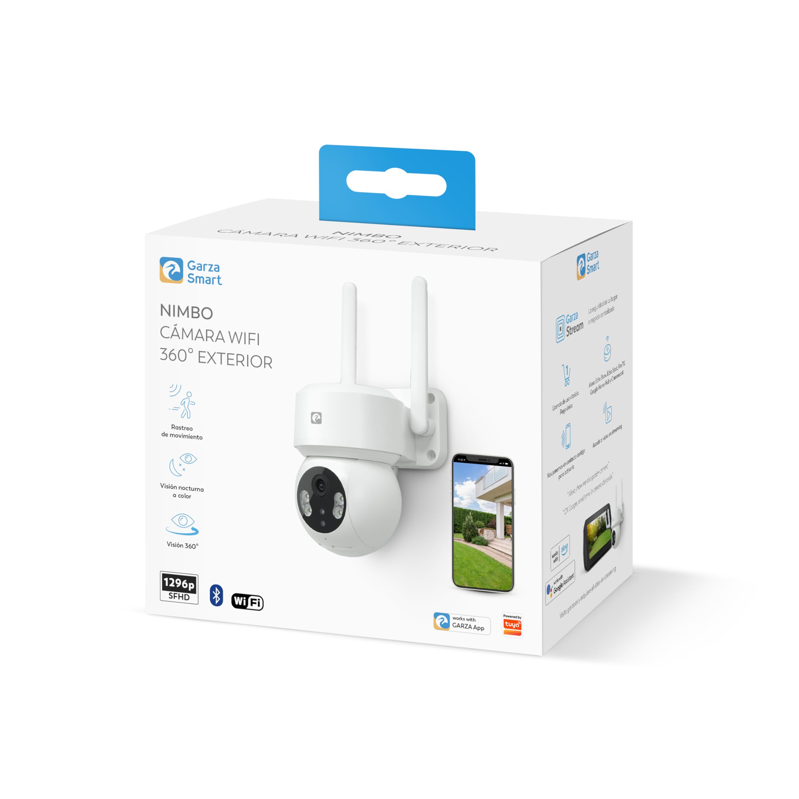 Garza Smart - Pack 2 Cámara de vigilancia WiFi IP 360º Exterior Inteligente. 1296P con Visión Nocturna, Audio bidireccional, Detección de Movimiento, Control por App.