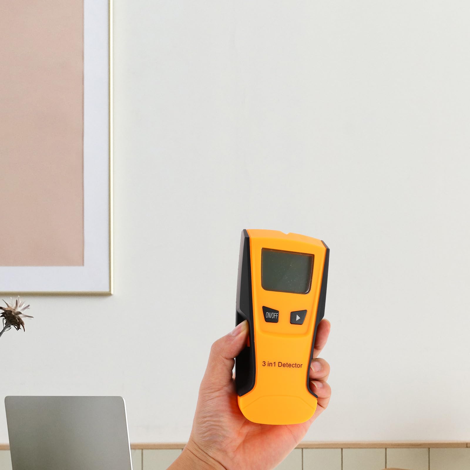 3-in-1 Wandmetalldetektor mit Analoganzeige und Alarmfunktion Orange