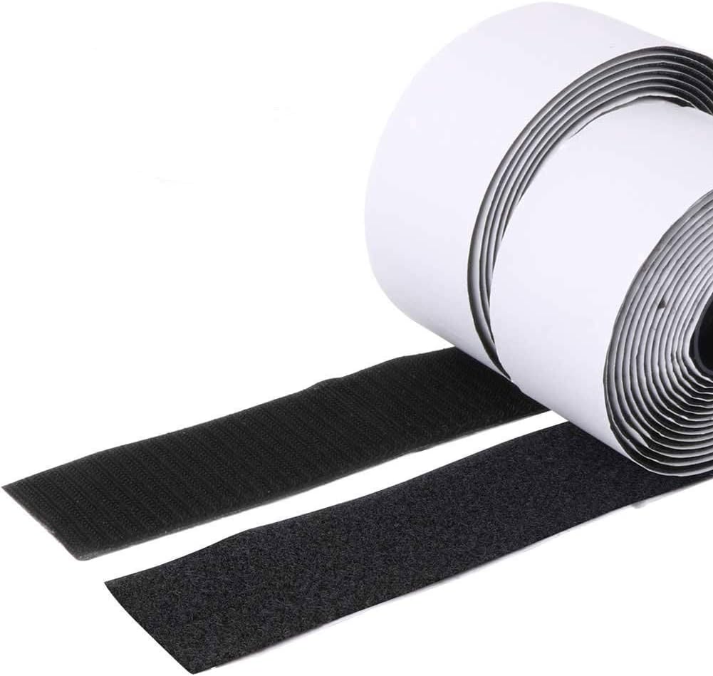 Trubatis 2'' Self Adhesive Hook and Loop 5.4 Yards Tape Fastener Sticky Back (Black)