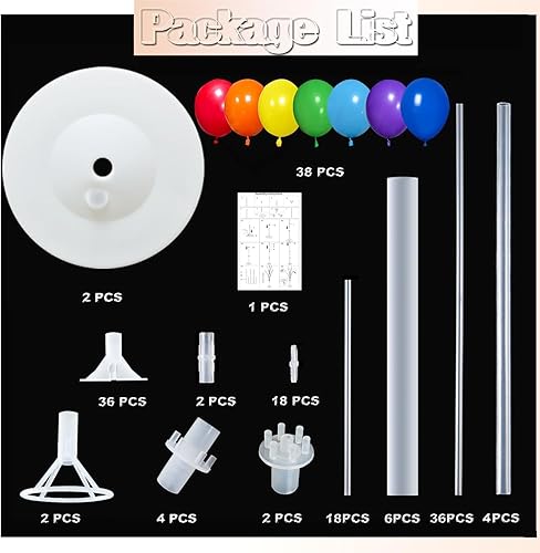 Miniatura 27 de Juego de 2 columnas de globos con globos de confeti incluidos, con base y poste, decoración de fondo de torre de globos para bodas, baby shower