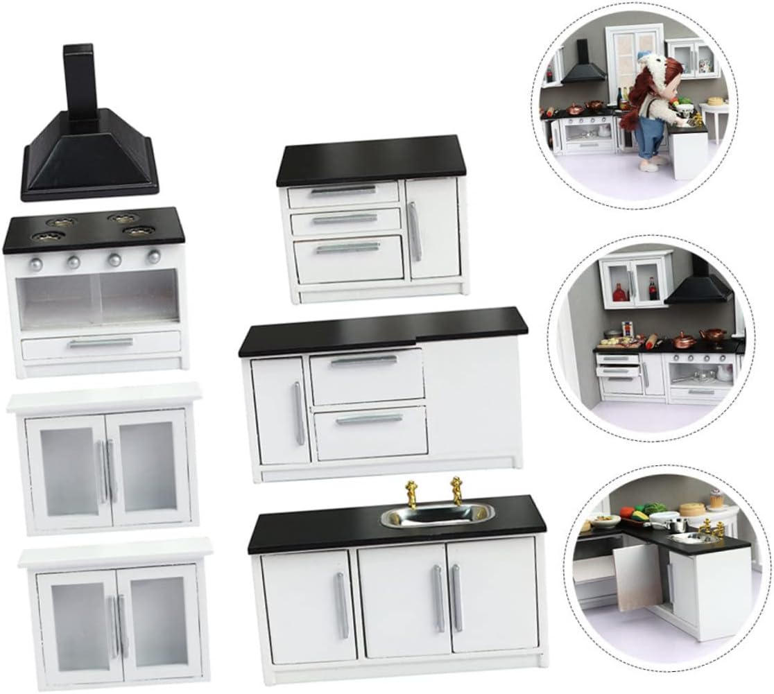 1set Dollhouse Mini Wooden Kitchen Furniture Set Miniature House Accessory for Creative Decorating and Photography Props Realistic Design for Mini House Enthusiasts