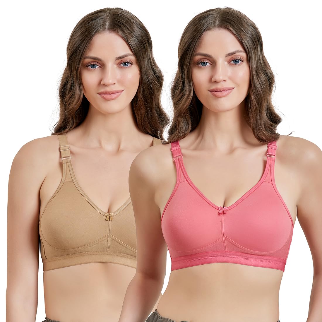 maroon Multicolor Women Cotton Blend Long Lasting Magical Lift Non-Wired and Non Padded, Seamless and Full Coverage 419 Pack of 2 T-Shirt Bra Combo-picture-40
